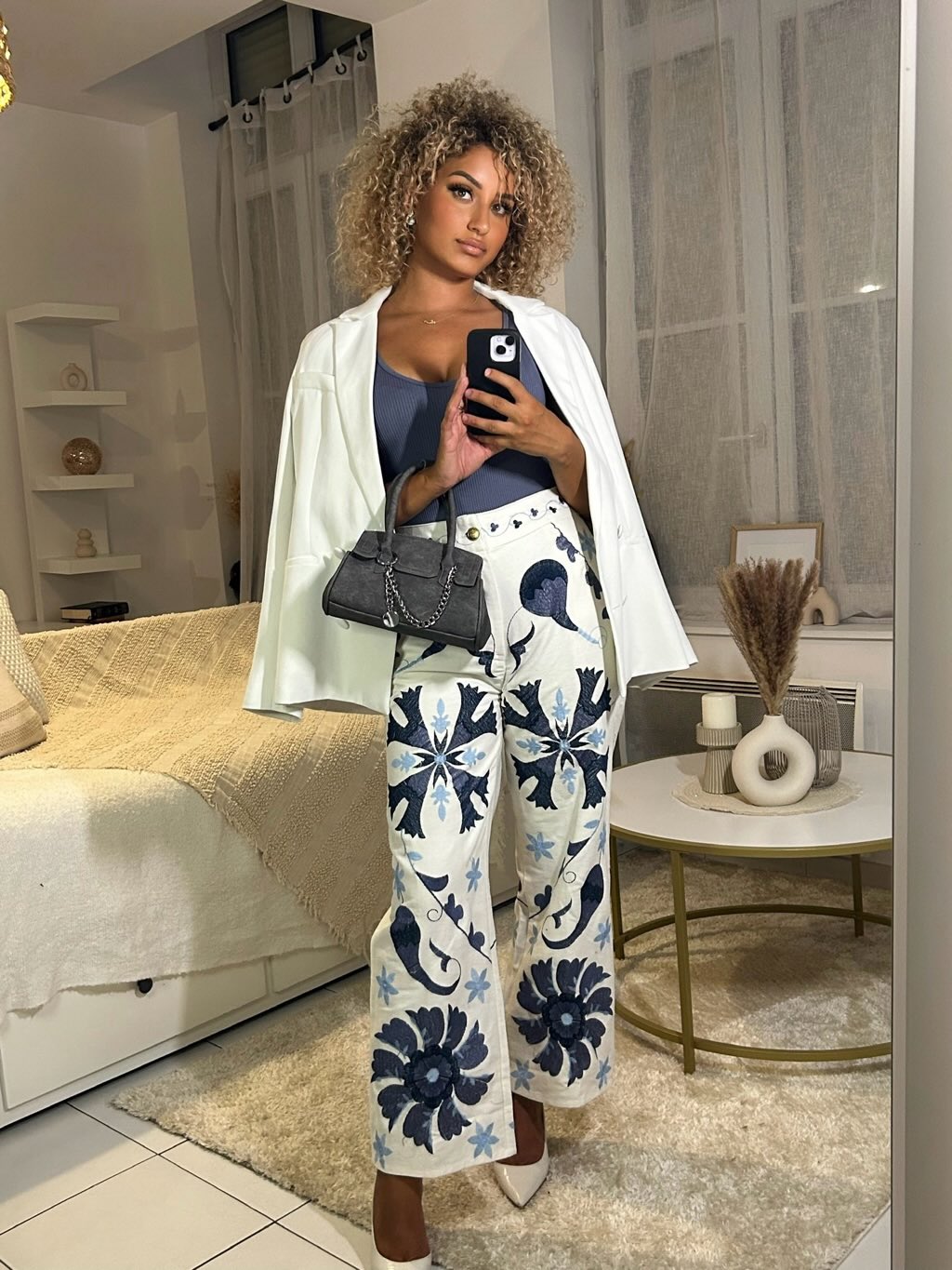 Pantalon à motif LEYA - Blanc