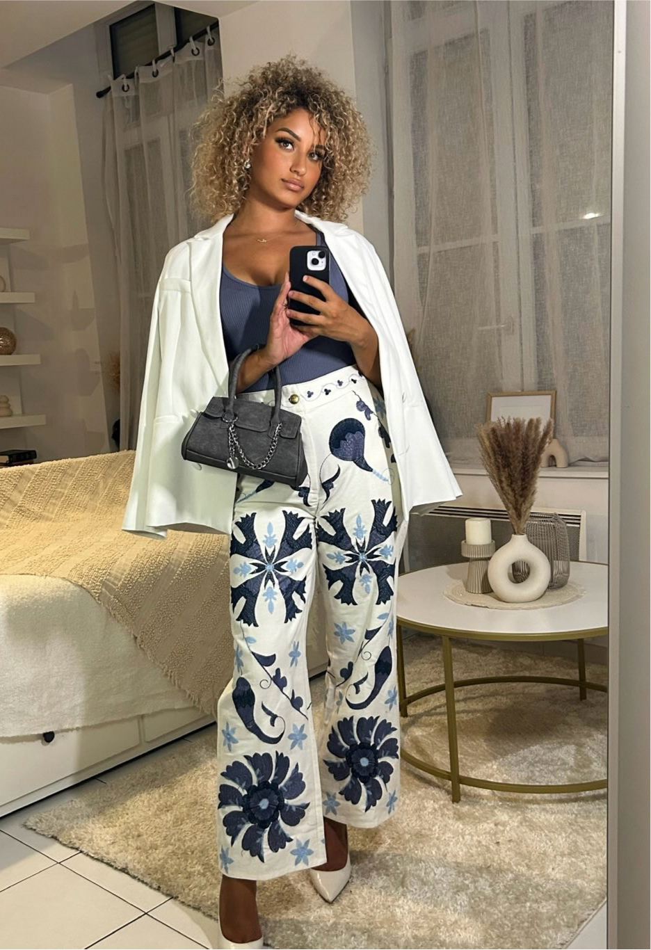 Pantalon à motif LEYA - Blanc