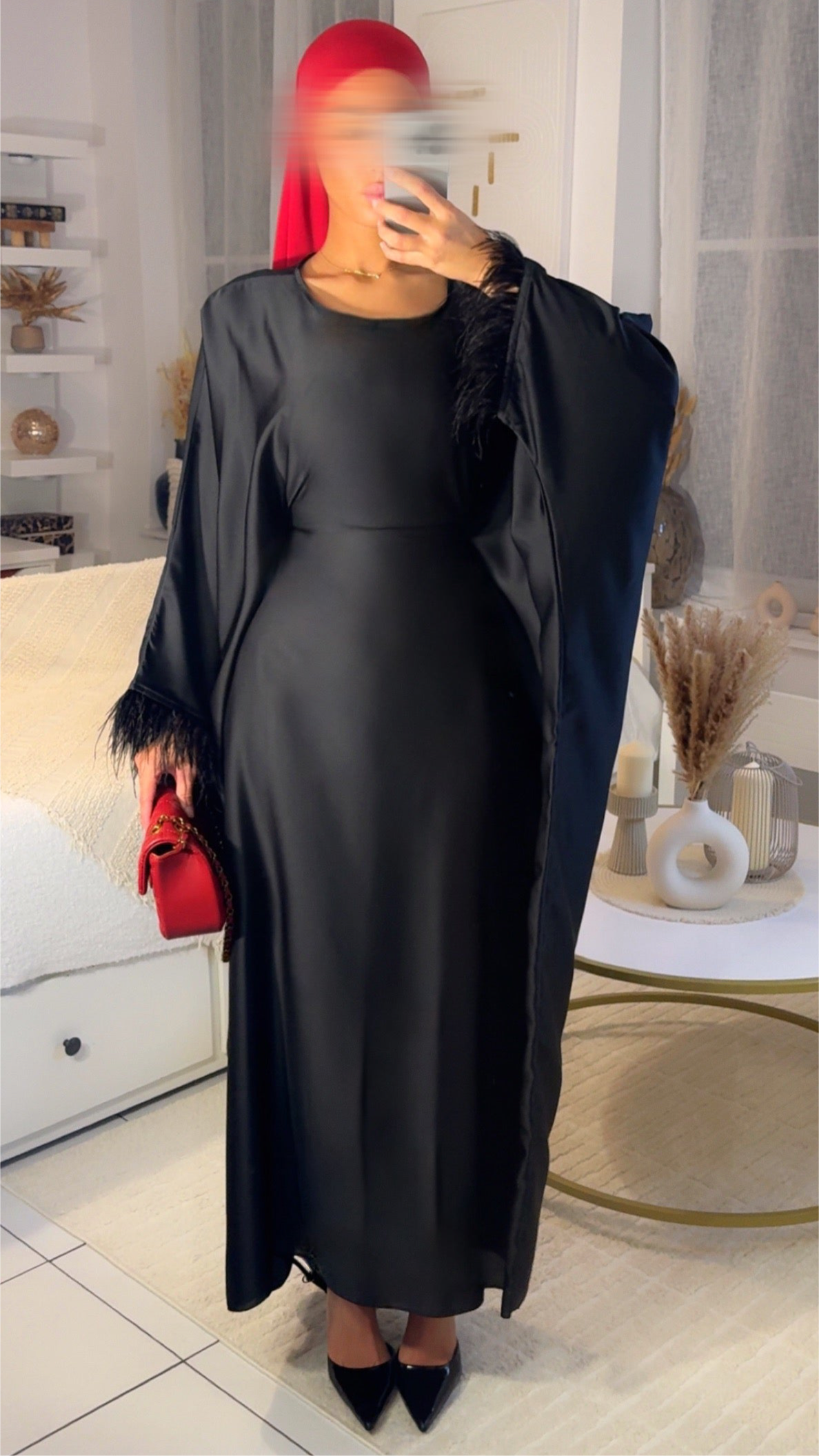 Abaya noir plume