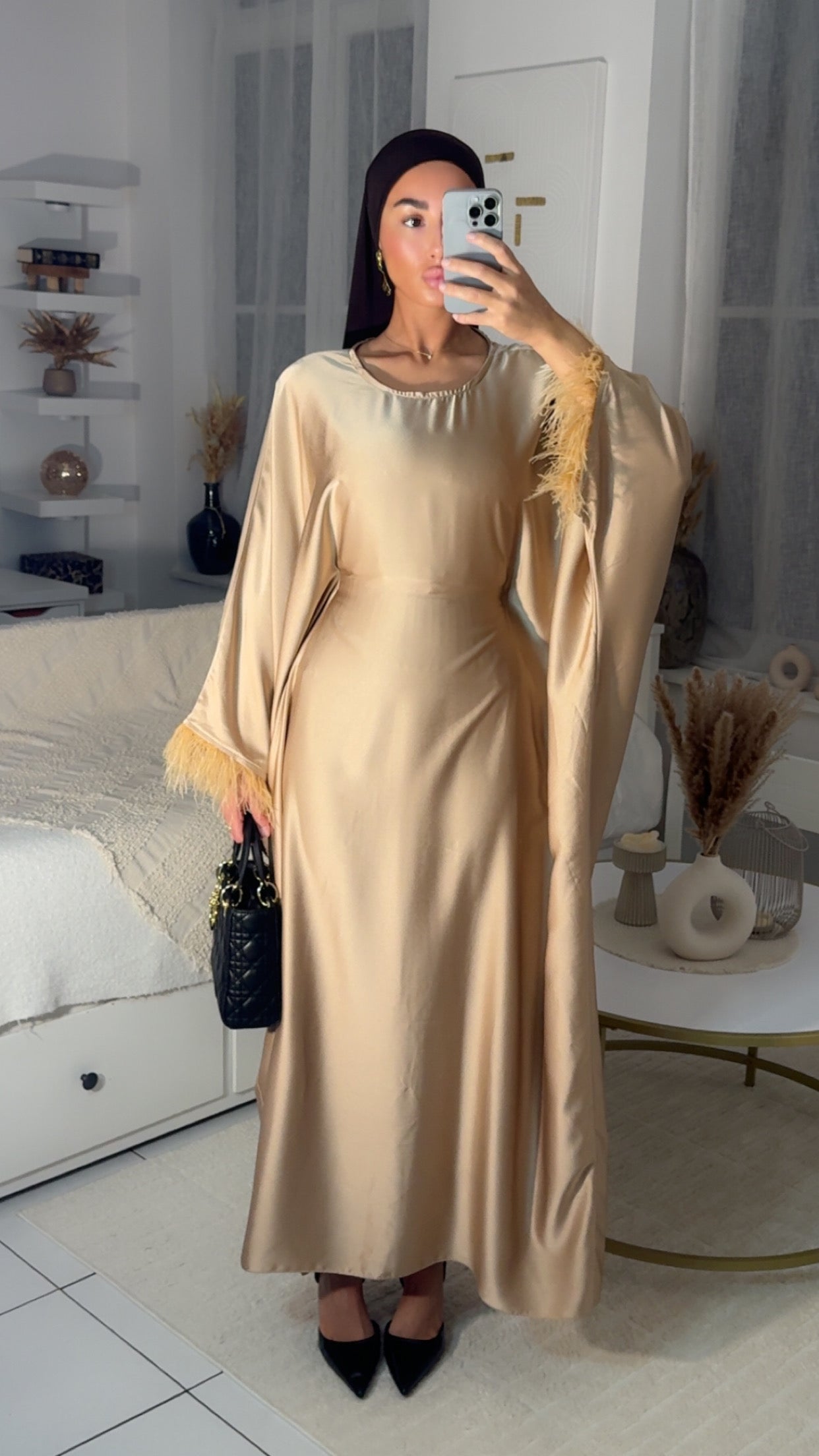 Abaya plume doré