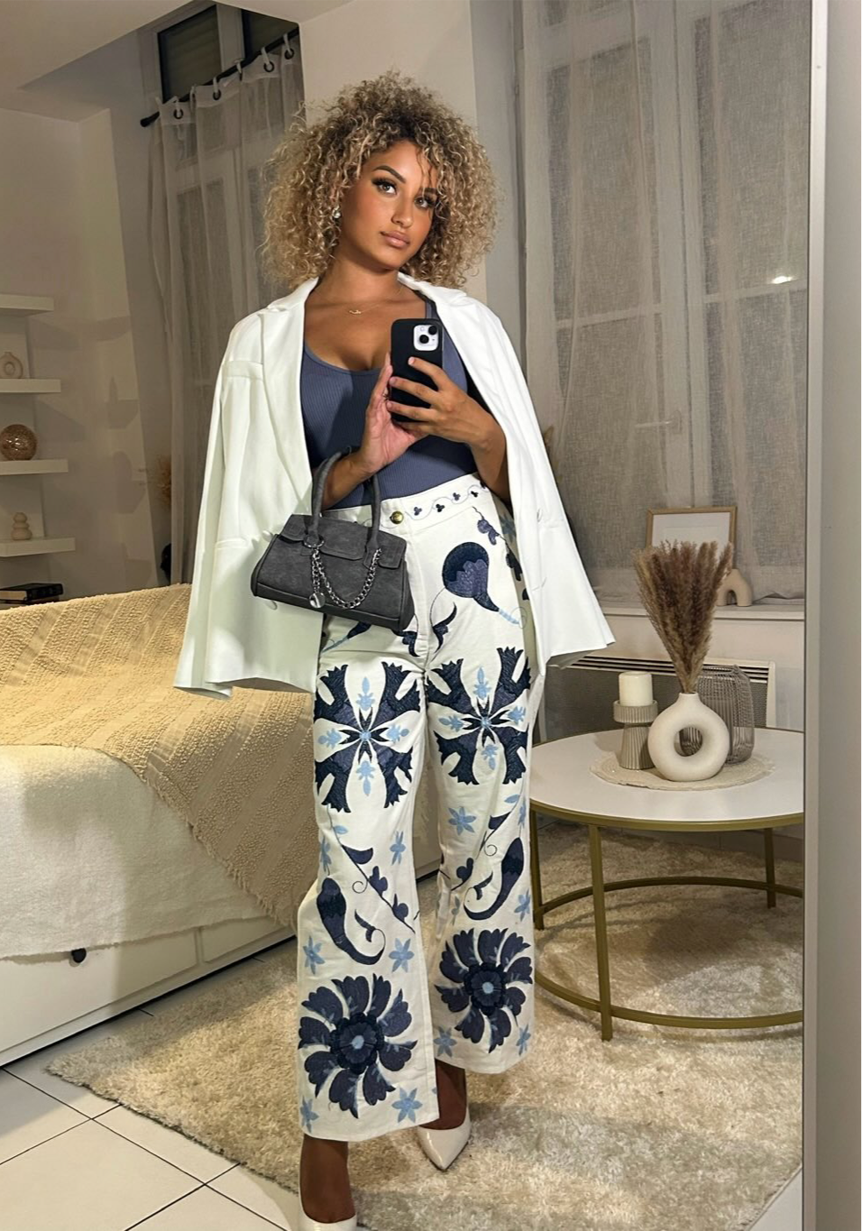 Pantalon à motif LEYA - Blanc